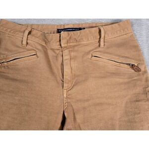 Ralph Lauren Sport Tan Equestrian Riding Pants Skinny Quilted Knee Patch Size 29